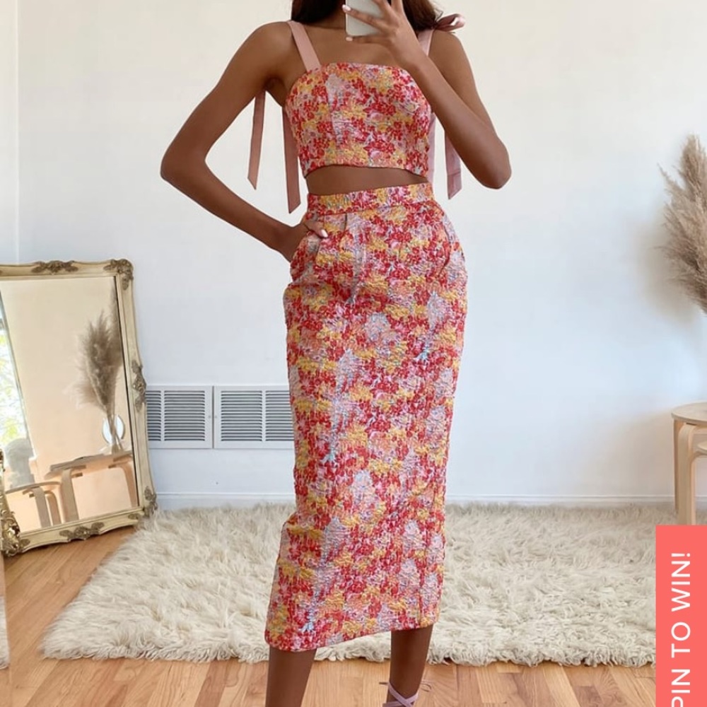 Lulus Ellarina Pink Tie-Strap Two-Piece Midi Dress